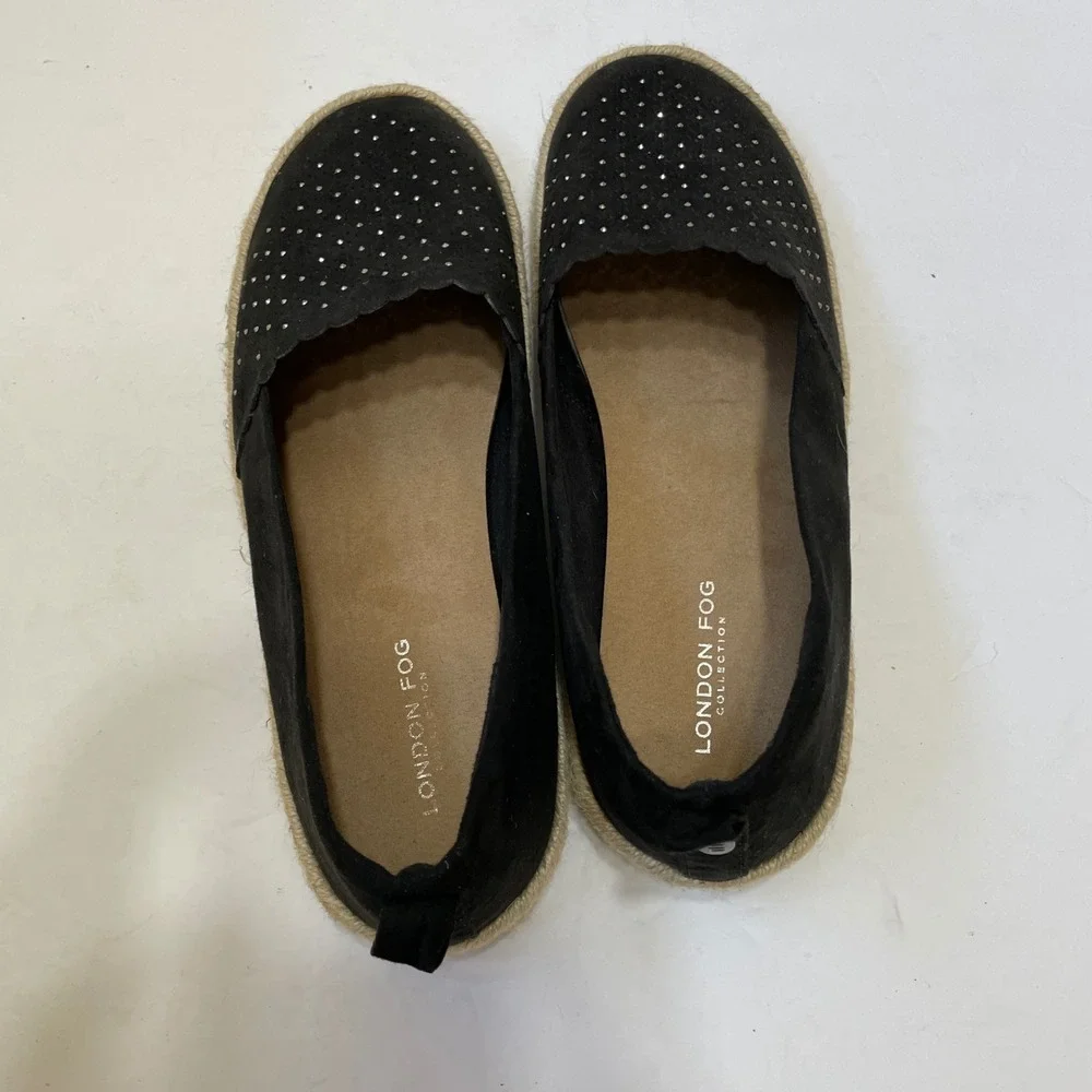 LONDON FOG BLACK ESPADRILLE‎ FLATS
